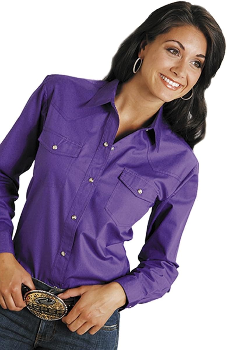 Roper Women's Long  L/S Solid Basic Snap Front
