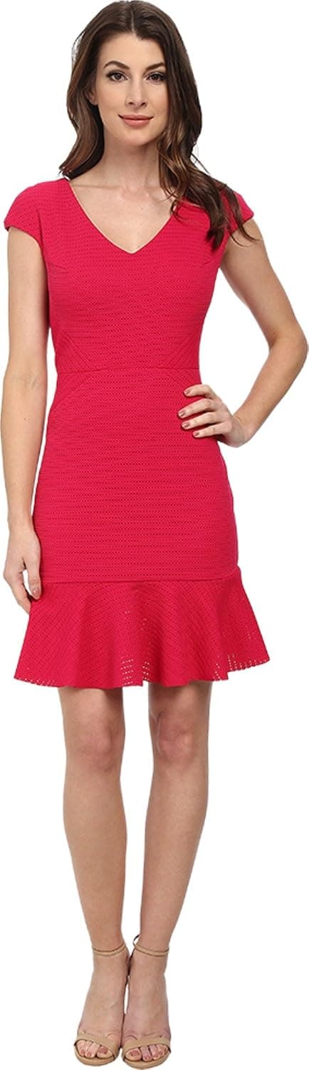Julia Jordan Women's Fitted Sleeveless V Neck Dress with Flare at Bottom