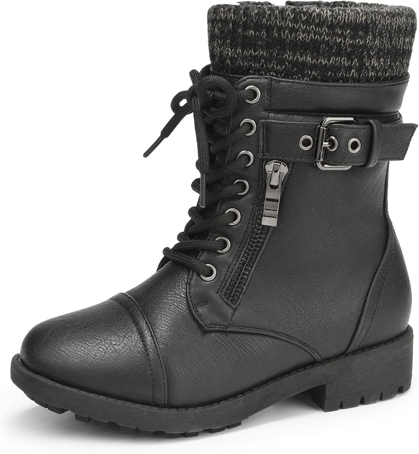 DREAM PAIRS Little Kid Amazon-K Black Girl's Mid Calf Combat Boots Size 13 M US Little Kid