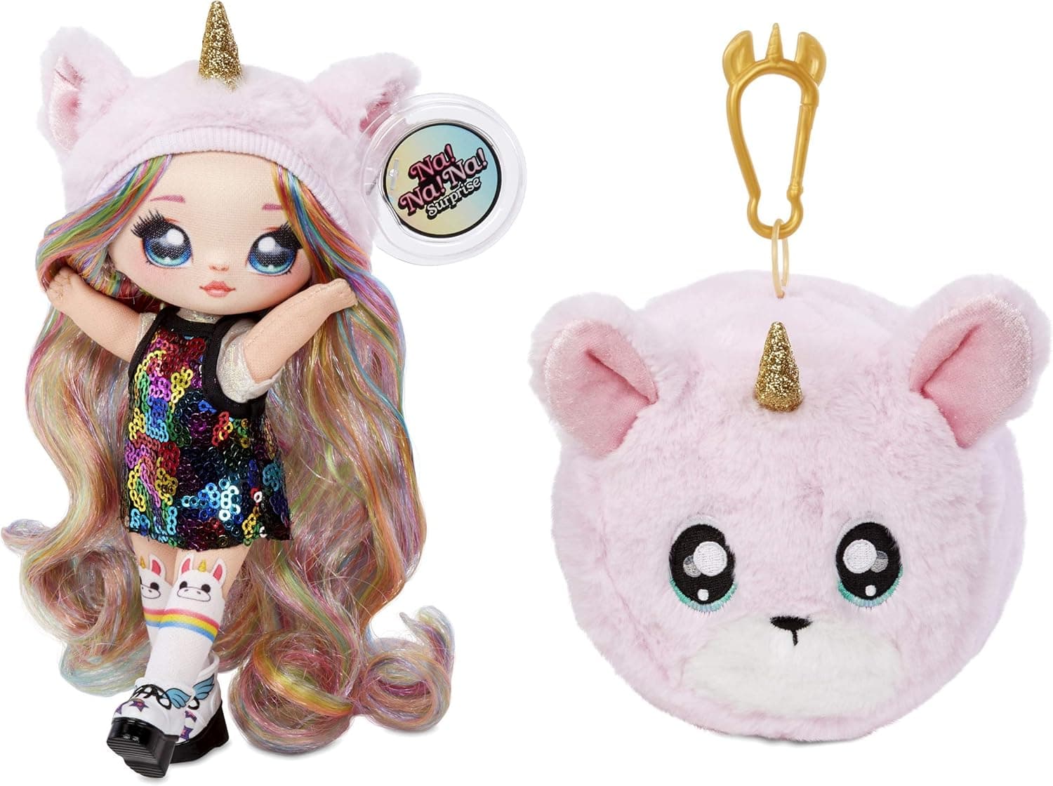 MGA Entertainment Na! Na! Na! Surprise 2-in-1 Fashion Doll & Plush Pom with Confetti Balloon Unboxing, Multicolor (Styles May Vary)