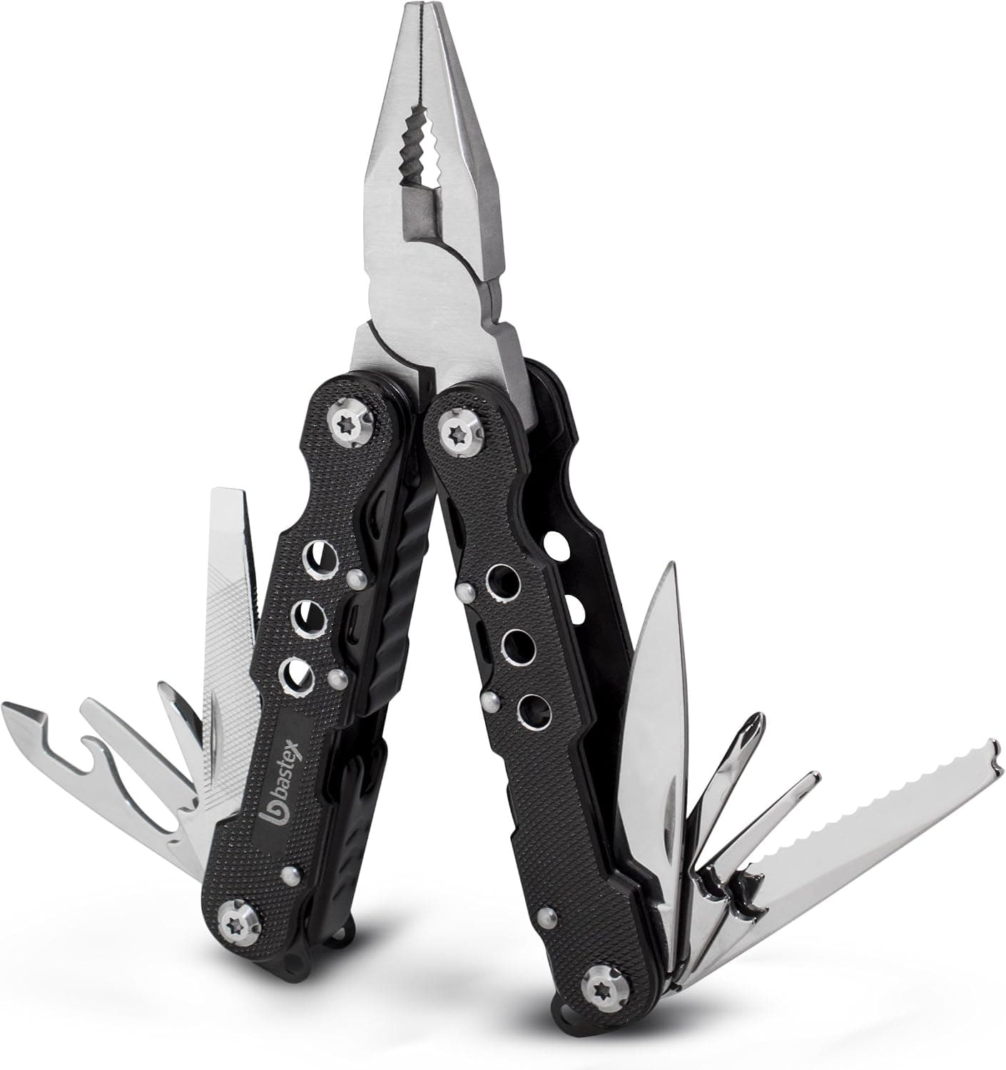 Bastex Multitool Knife 14-in-1 Multi-Purpose Pocket Plier Kit. Durable Stainless Steel Multi-Plier Multi-tool for Survival, Camping, Hunting, Fishing and Hiking