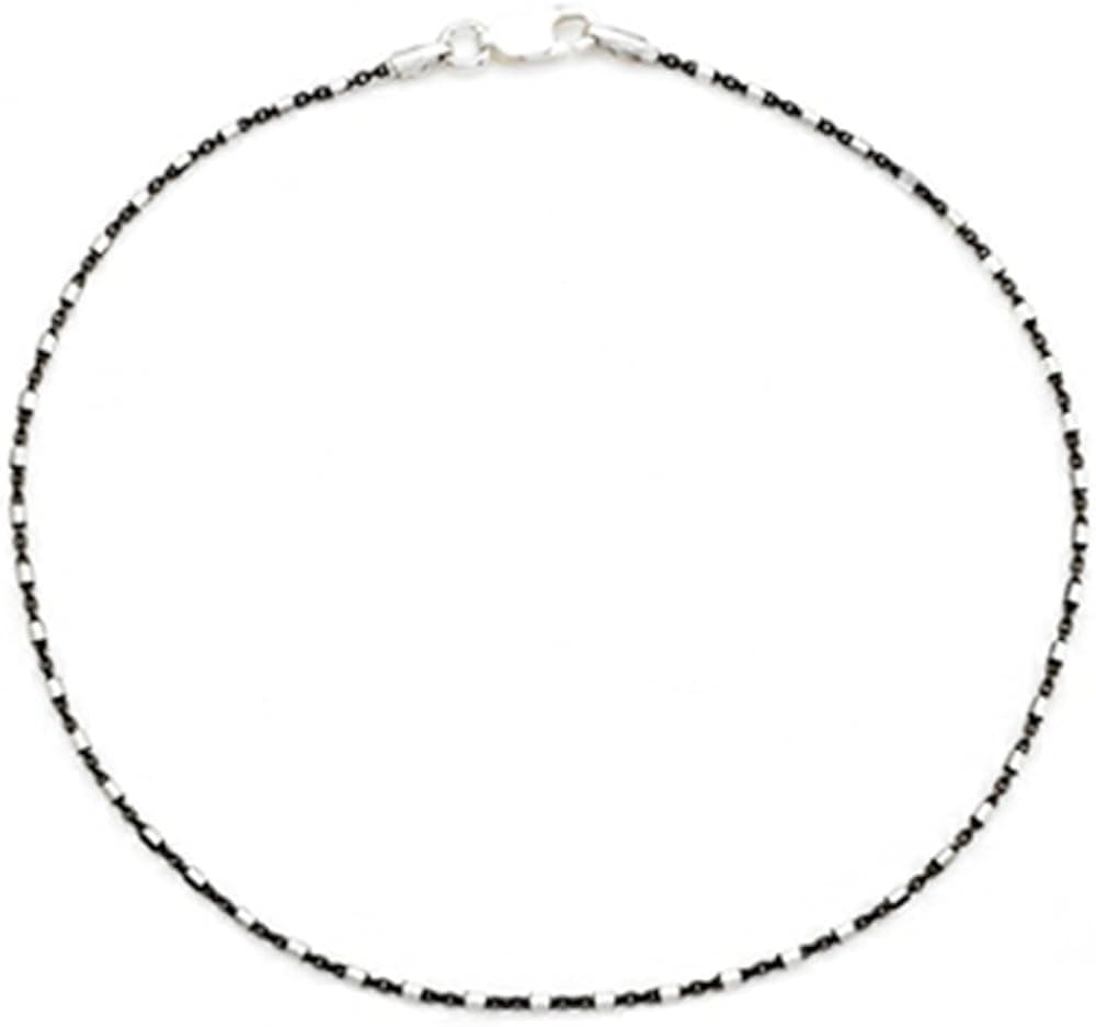 Finejewelers 10 Inches Ankle Bracelet with Black Rhodium Sterling Silver