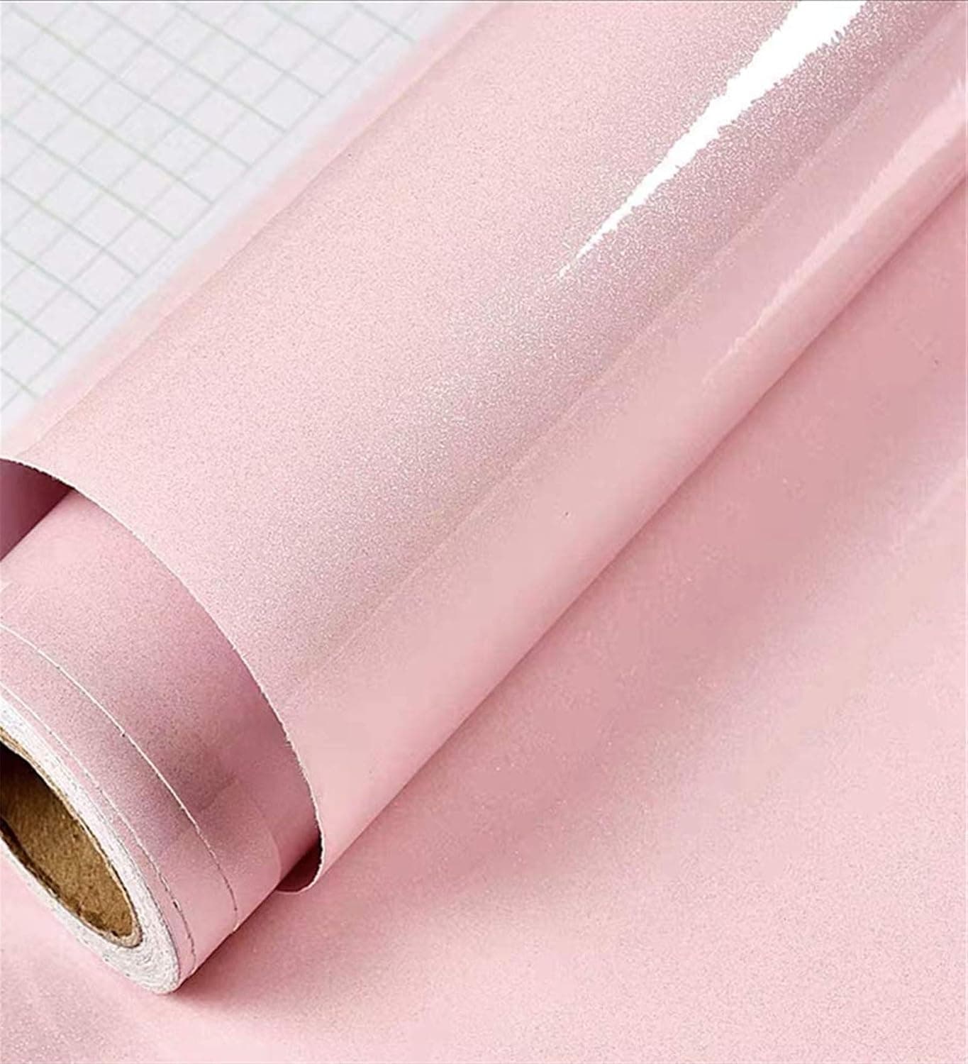 Yancorp 16"x120" Pink Wallpaper Blush Pink Glossy Wallpaper Glitter Pink Peel and Stick Countertops Rose Pink Self-Adhesive Waterproof Dresser Table Covers Backsplash Wall Panel Door Stick-on Cabinet