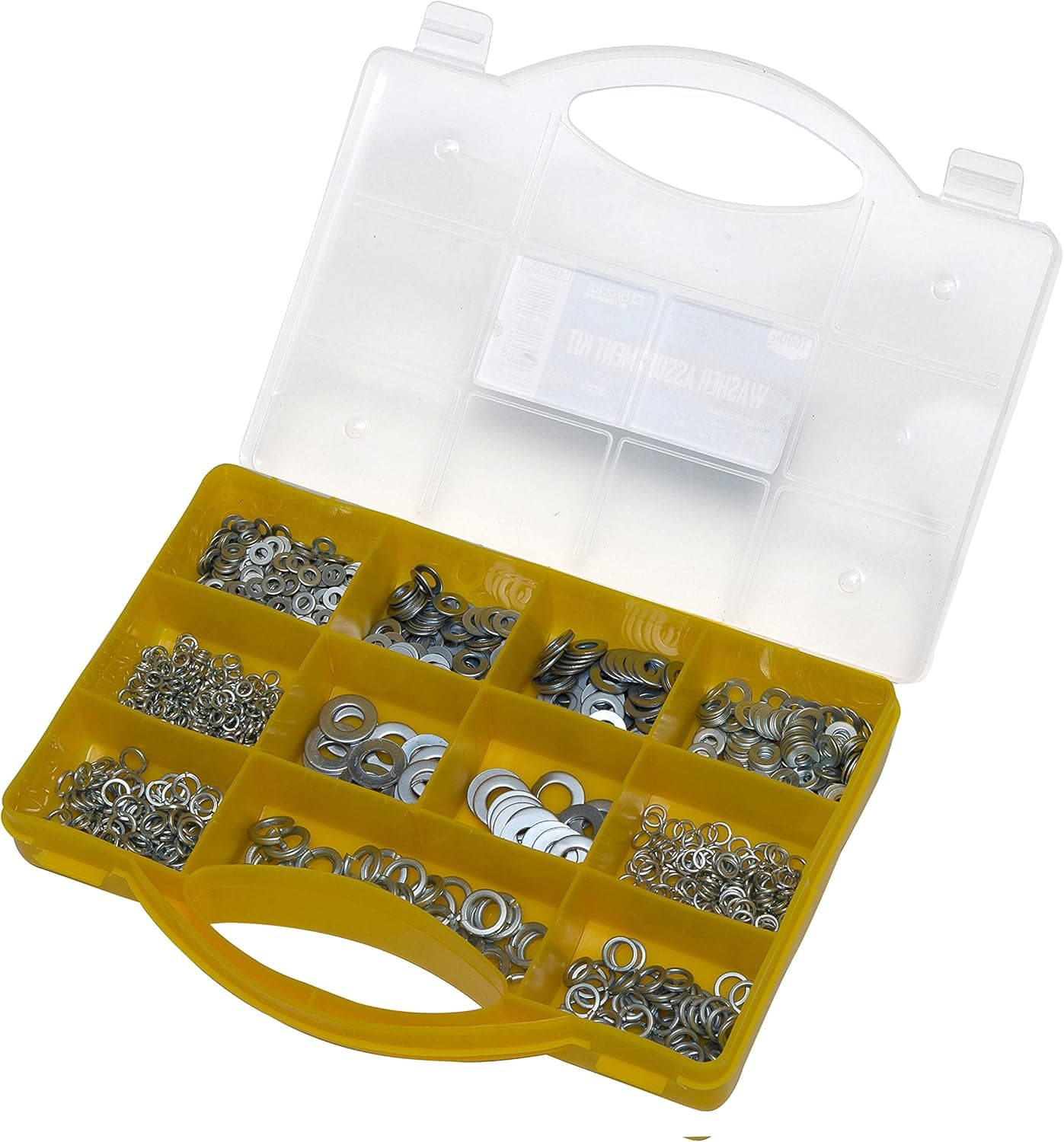 Metal Washer Assortment Kit – 1000 Pieces – Includes Storage Case with Carry Handle by Brackit