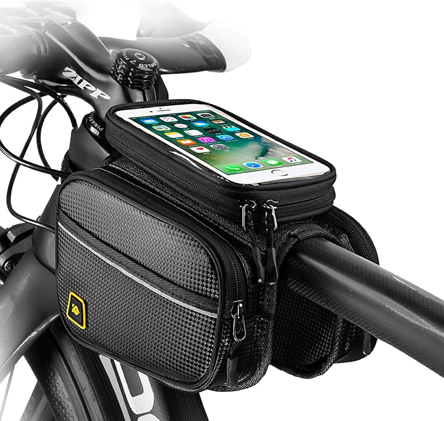 BlueDorado Bike Phone Front Frame Bag Waterproof Bicycle Handlebar Bag with Touch Screen Cell Phone case Holder Cycling storage Pouch for iPhone 11 XS XR Max