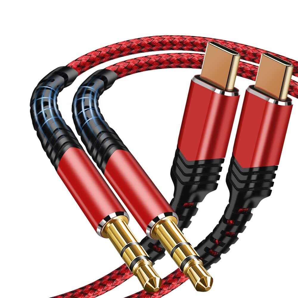 Aux Cord for Samsung Galaxy S23 (2 Pack), USB C to 3.5mm Aux Cable Compatible with Samsung Galaxy S22 S21 S20+ Ultra Note 20 10, Google Pixel 6/5/4/4XL/3/3XL, OnePlus 6T/7/7T,iPad/MacBook Pro