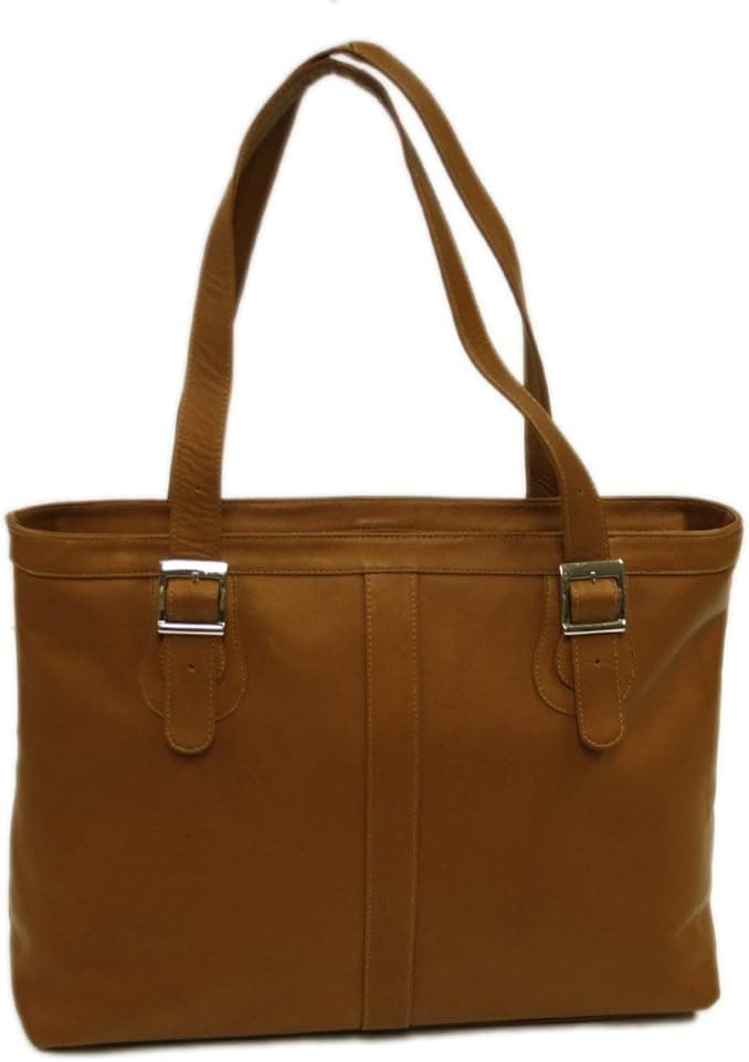 Piel Leather Ladies Laptop Tote, Saddle, One Size