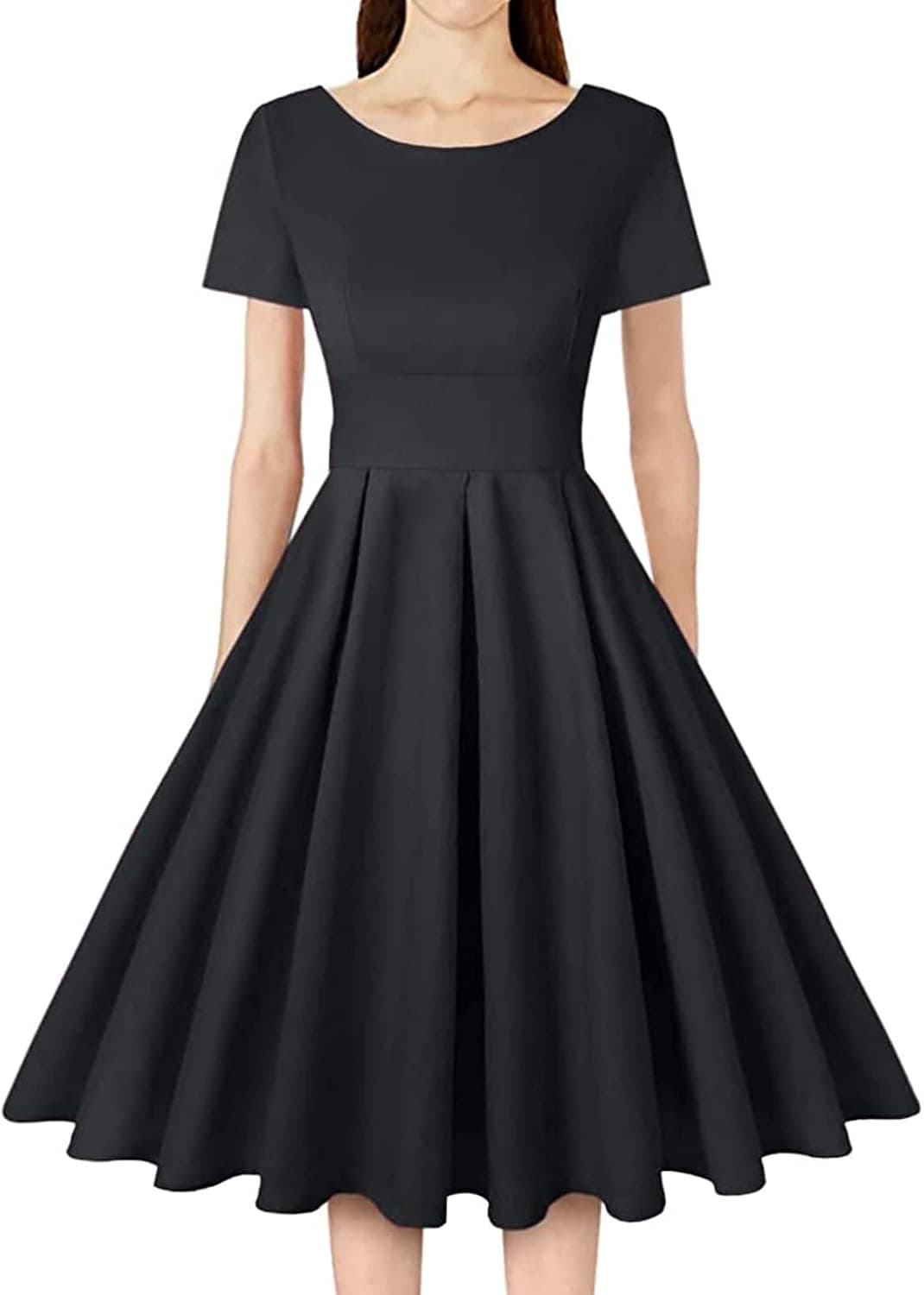 MINTLIMIT Women's 1950s Retro Vintage Rockabilly Short Sleeve Cocktail Party Swing Dress