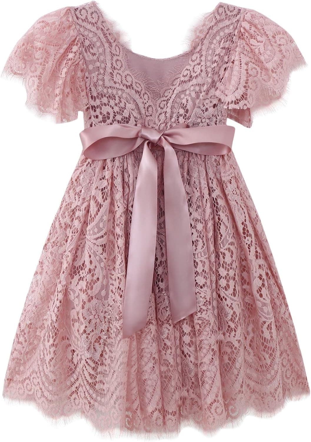 SISIDOLLS Toddler Peony Lace Back Tiered Tutu Princess Flower Girl Formal Ball Gown Dress