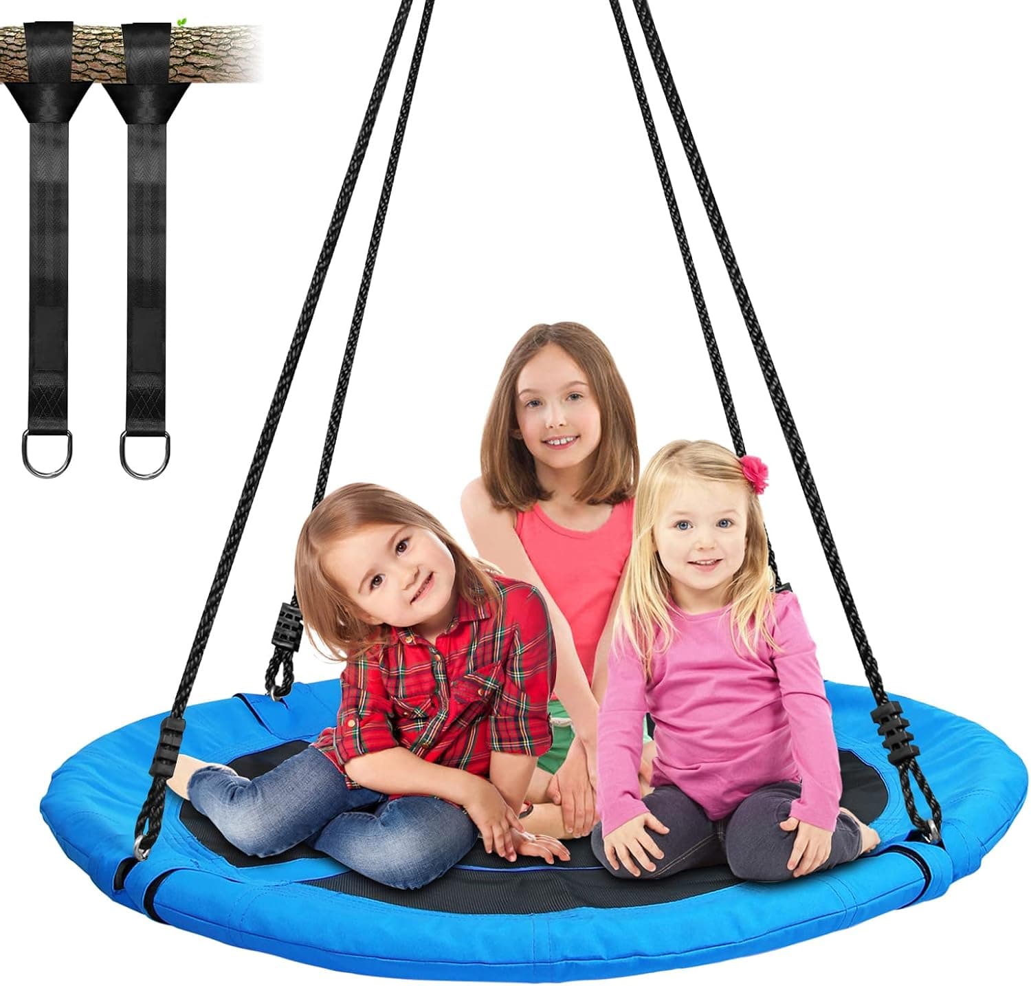 Trekassy 700lb 40 Inch Saucer Tree Swing for Kids Adults 900D Oxford Waterproof with 2pcs Tree Hanging Straps, Steel Frame and Adjustable Ropes
