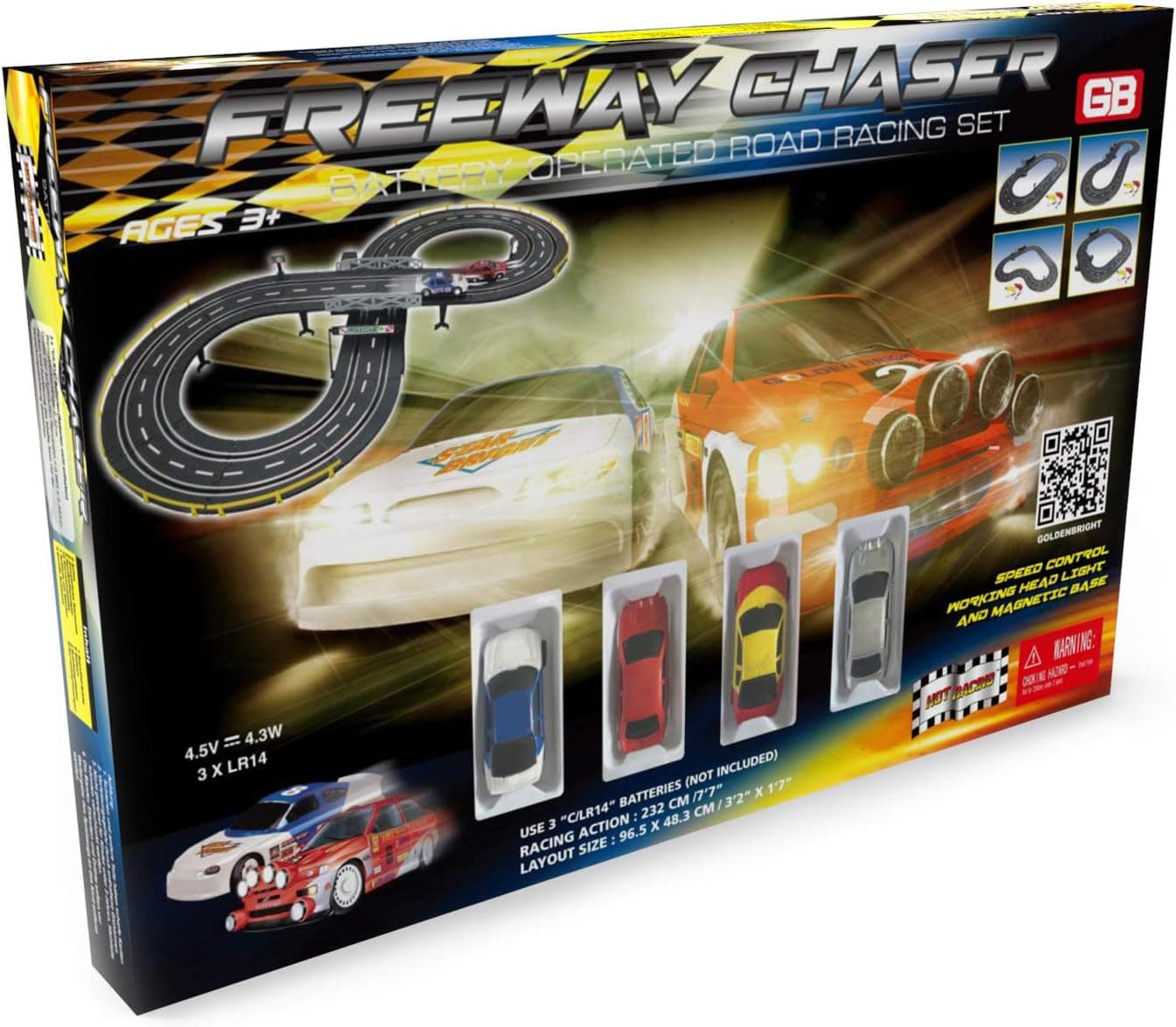 Golden Bright Freeway Chaser Road Racing Set- Battery Operated