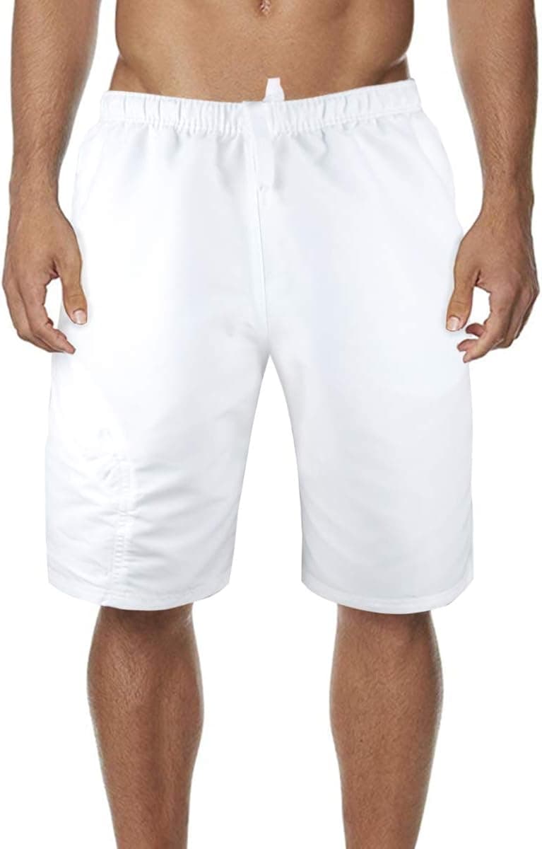 Super 777 Men’s Board Shorts Swim Trunks with Lining and Side Pocket Quick Dry Beachwear Holiday Board Swim Shorts. (X-Large, White)