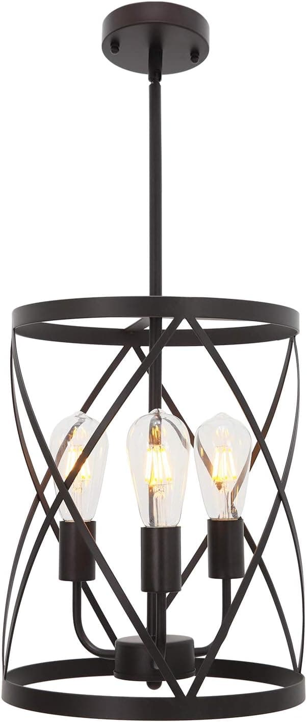 eluze 3-Light Farmhouses Chandelier ,Vintage Pendant Lighting Oil Rubbed Bronze Finishs for Dining Room, Living Room, Hallway, Bedroom, Kitchen Island Cafe