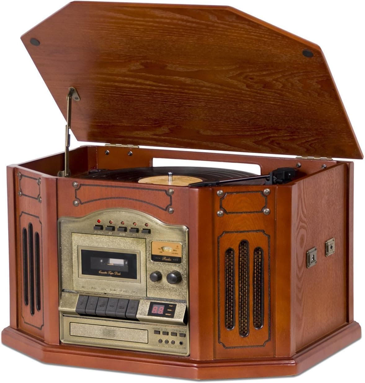 Grace Digital GDI-TW3USB 7-in-One Stereo Entertainment Center, Paprika