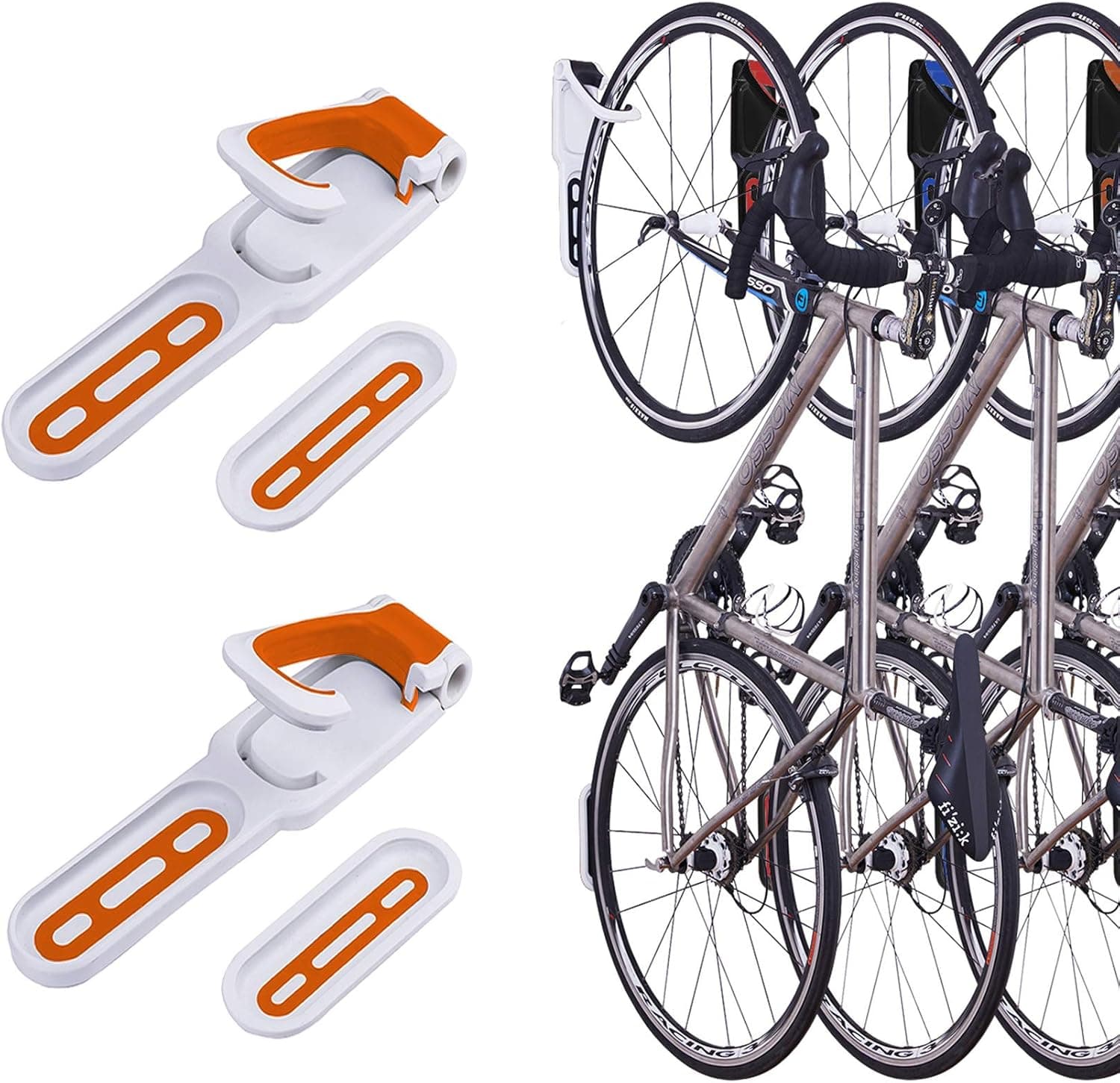 2 Pack Foldable Vertical Bike Rack Wall Mounted Bicycle Cycle Storage Rack Single Bike Hook Wall Bike Hanger Holder w/Tire Tray for Garage Shed Retail Applications Road Bike