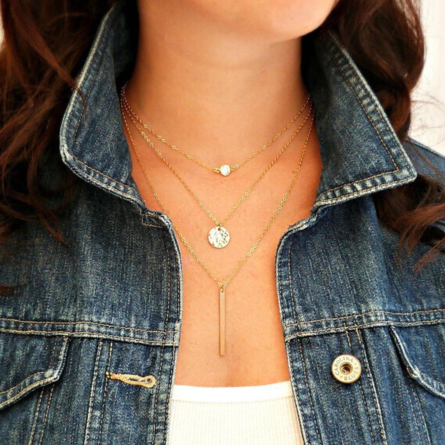 Nero Hot Chic Stick Shaped Tri Necklace Jewelry for Women and Girls
