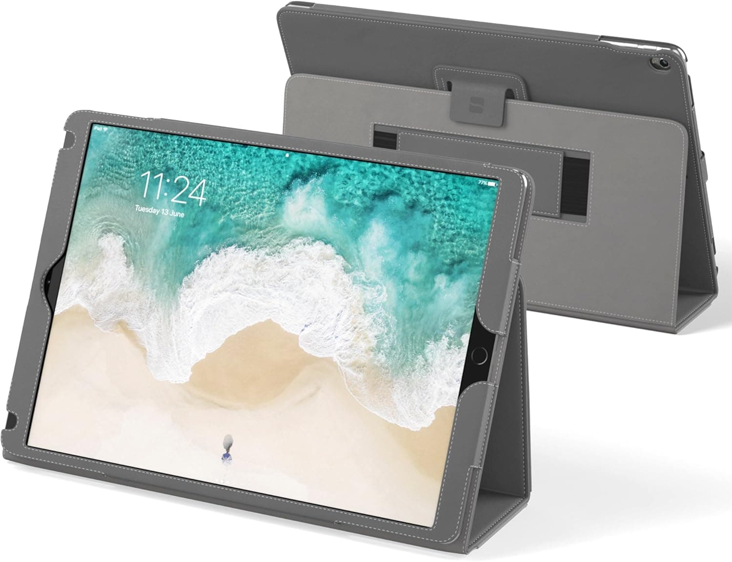 Snugg iPad 10.2 Case/iPad Air 3 Case/iPad Pro 10.5 Case, Protective Leather Cover and Stand for iPad 9th Generation Case - Sharkskin Grey