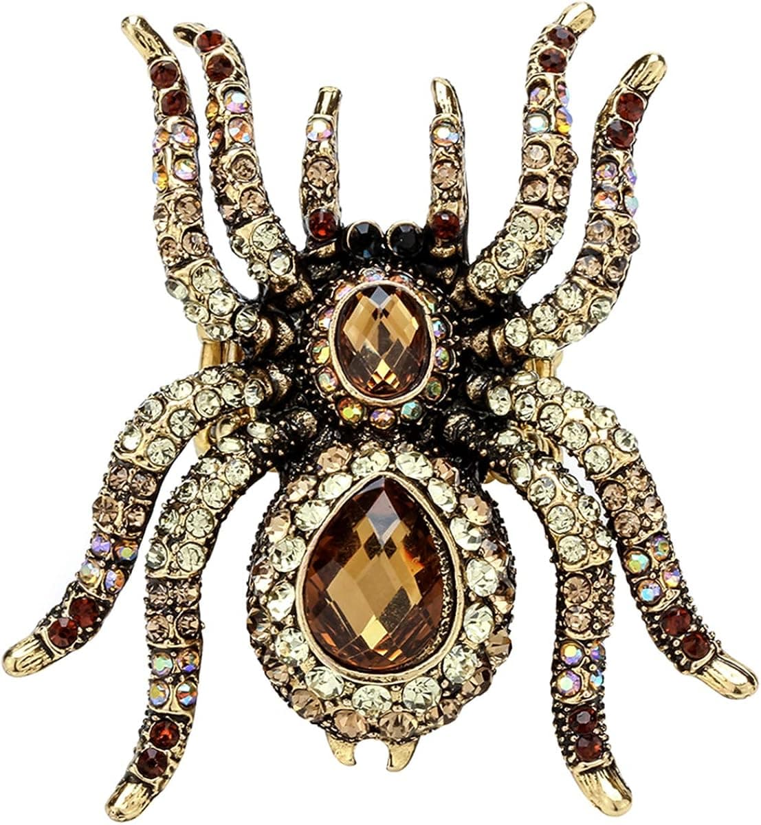 YACQ Women's Spider Stretch Rings Fit Finger Size 6.5 to 9 - Elastic Soft Band Perfect for Arthritis - Silk Scarf Holders - Lead & Nickle Free - 2-1/4 x 2-1/4 Inches - Halloween Costume Accessories