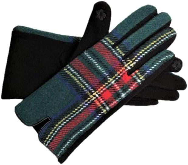 LADIES LEATHER / HARRIS TWEED GLOVES TARTAN WOOL MEDIUM WOMENS GIFT THERMAL