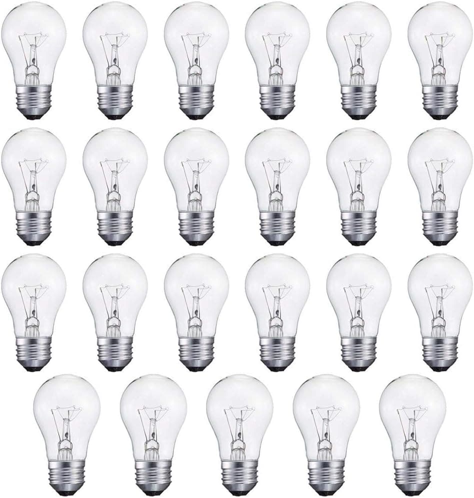 Voniry Appliance Light Bulb A15 Light Bulbs 40Watt Clear Bulbs Incandescent Light Bulb E26 2500K Globe Small Bulbs Ceiling Fan Lamp Oven Light Bulb 24 Pack