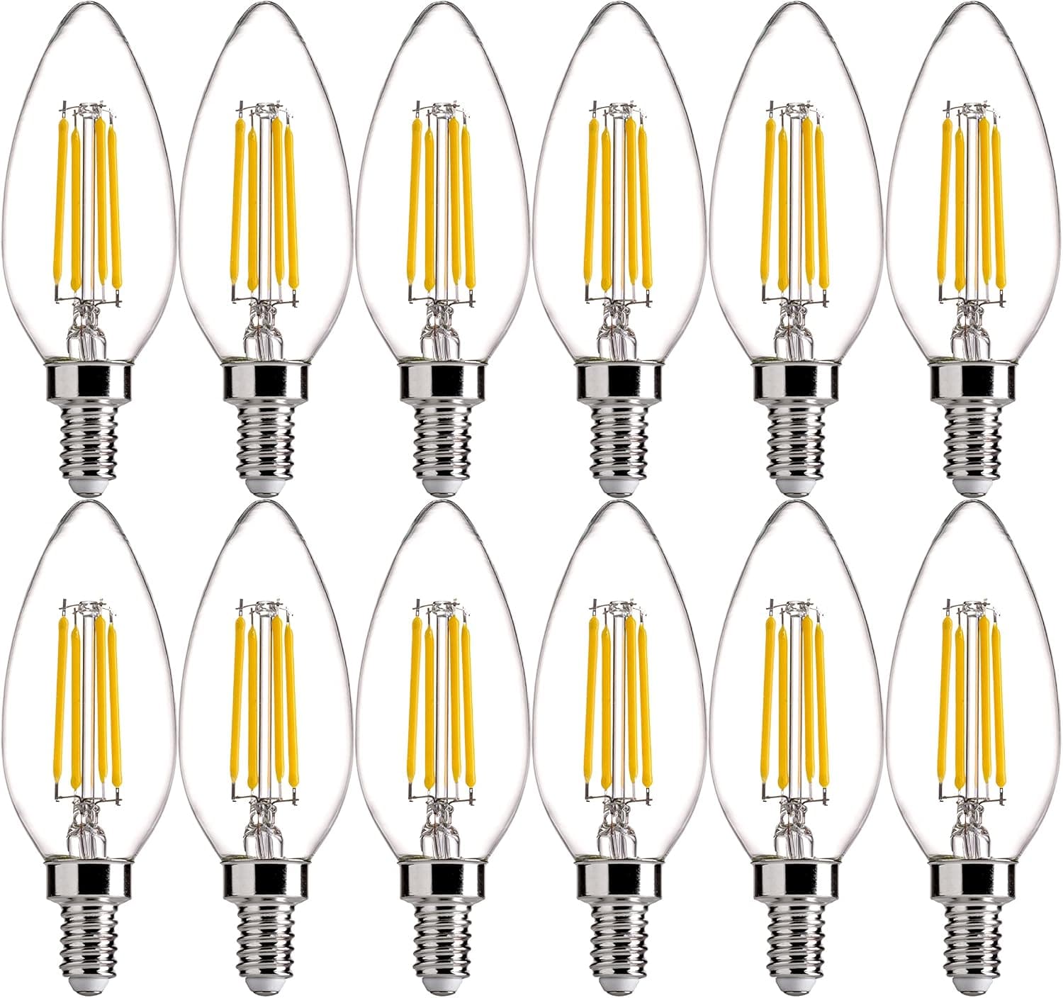 FLSNT 5000K Daylight Dimmable LED Candelabra Bulbs 60W Equivalent, LED E12 Base Chandelier Light Bulbs, 550LM, 90+ High CRI, 12 Pack