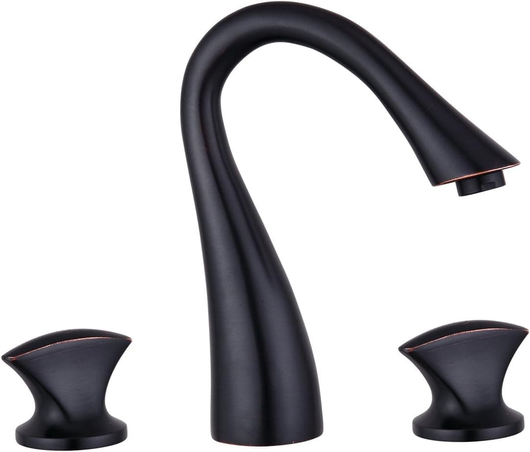 Aquafaucet Oil Rubbed Bronze Widespread 2 Handles 3 Holes 8-16 Inch Bathroom Sink Faucet