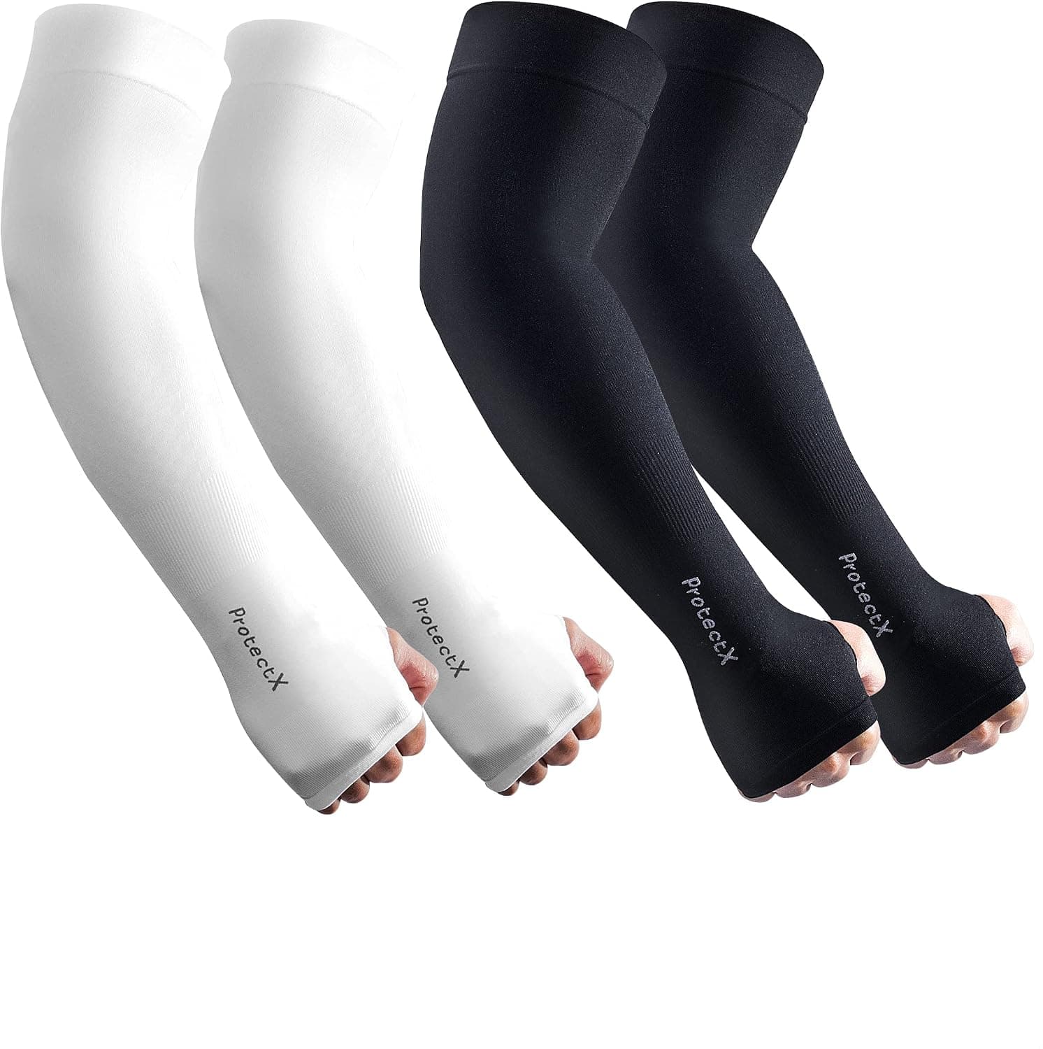 ProtectX Cooling UV Protection Arm Sleeves for Men & Women - Breathable, Moisture-Wicking, Compression