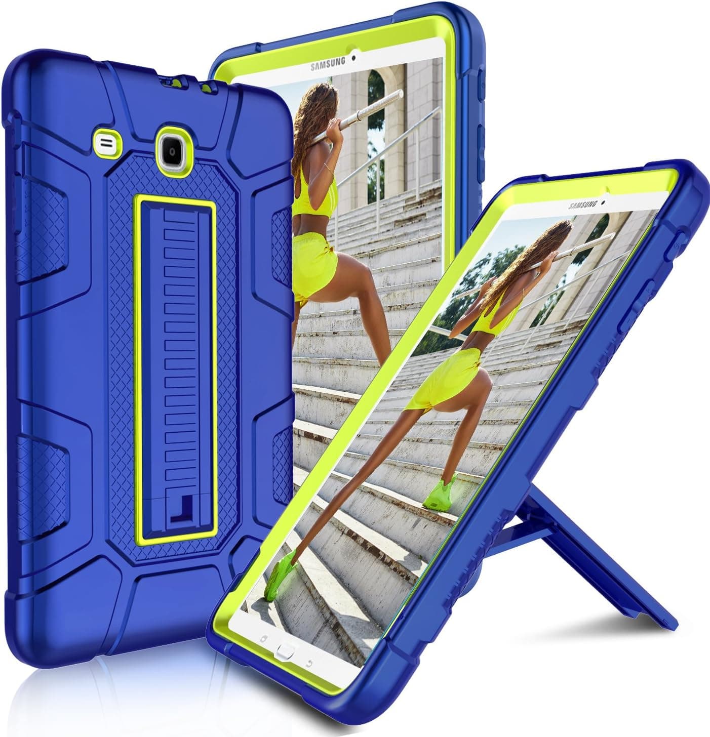 Innens Compatible Samsung Galaxy Tab E 9.6 Case 2015, Heavy Duty Armor Defender Anti-Scratch Shockproof Rugged Protective Case Kickstand for Galaxy Tab E 9.6 inch/SM-T560 / SM-T561 / SM-T567