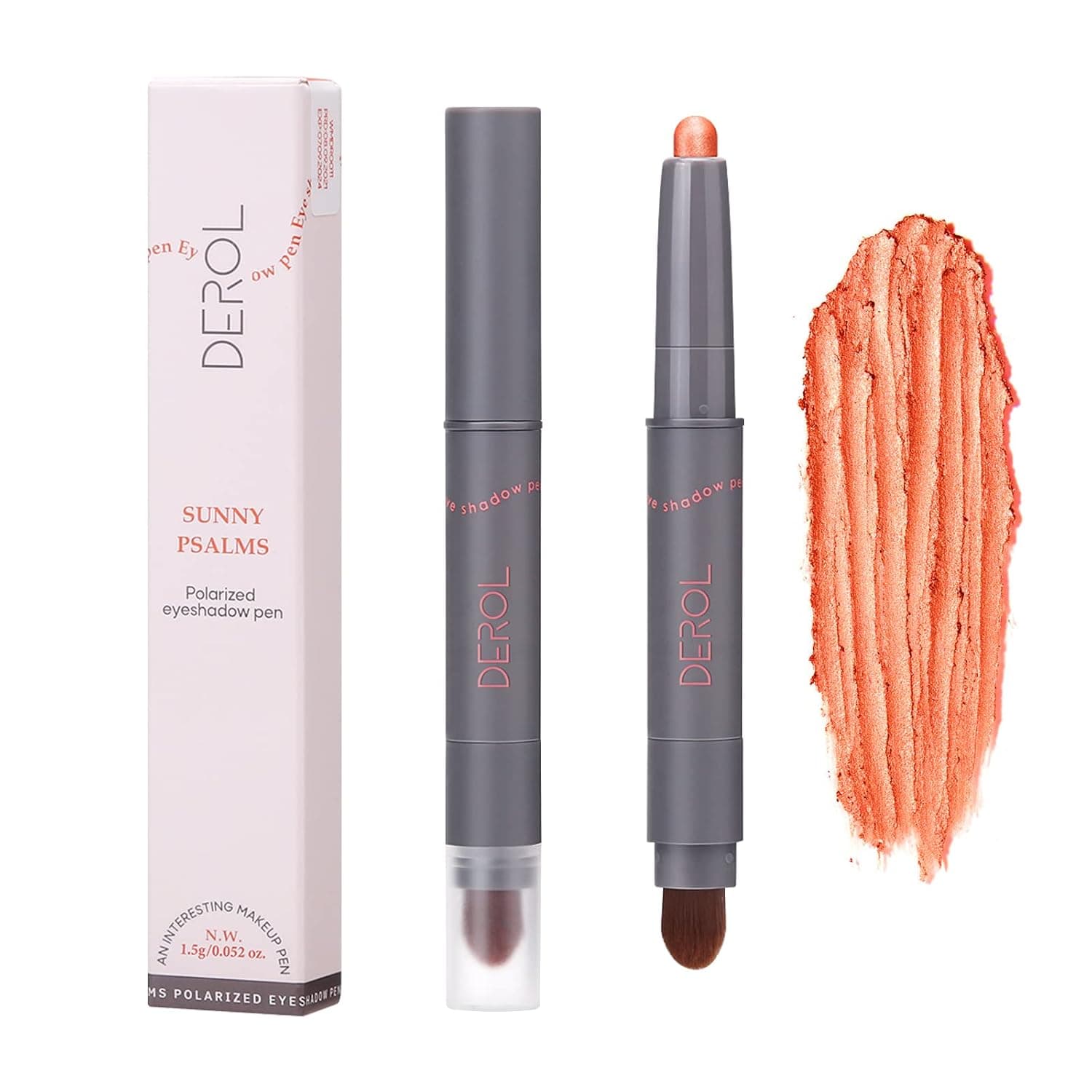 Glitter Eyeshadow Stick, Shimmer Cream Eyeshadow Stick with Brush, Long Lasting Waterproof High Pigmented Highlighter Eye Shadow Stick Eye Makeup, 12Hour Longwear Pro Metallic Eyeshadow Pencil 1Pc (#4 Orange Soda)
