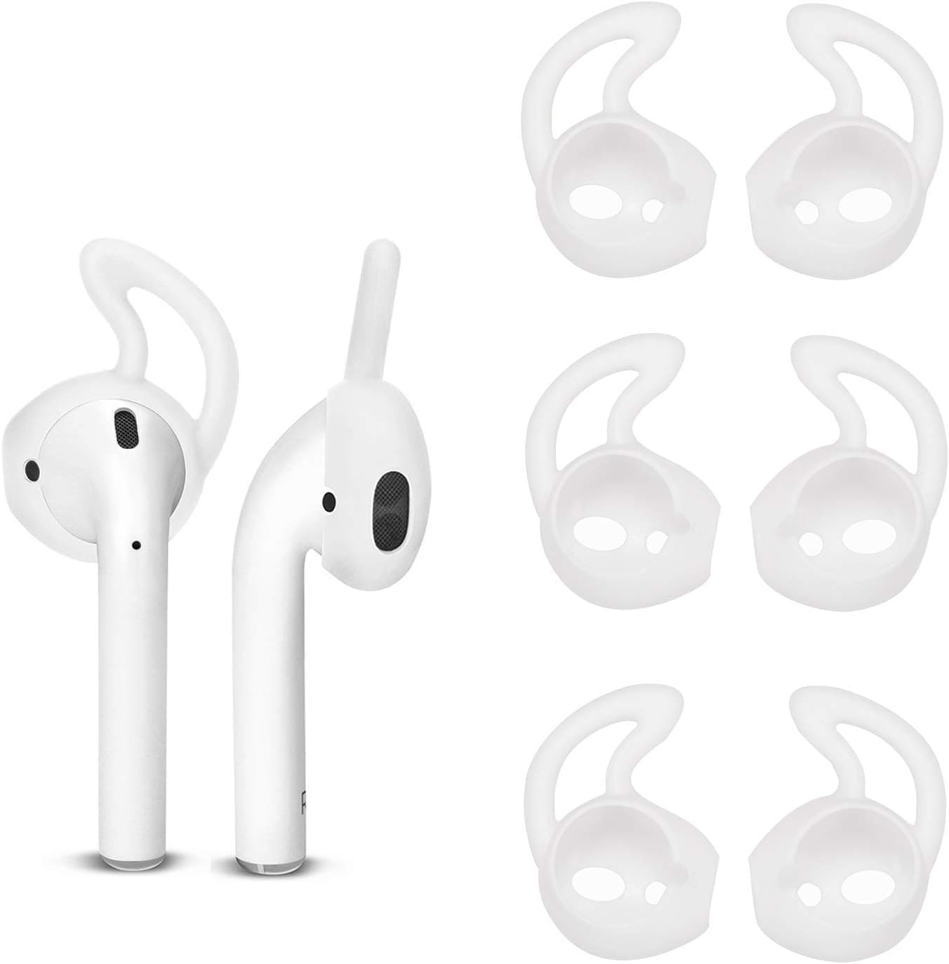 AIRPOD Covers for Apple (Updated Version) AIRPODS (3 Pack) / Airpod Ear Hooks/Earpods/in-Ear Wireless Headphones/Ibuds / (3 Pack) Premium Organic Silica Gel Covers iPhone Pods (White)