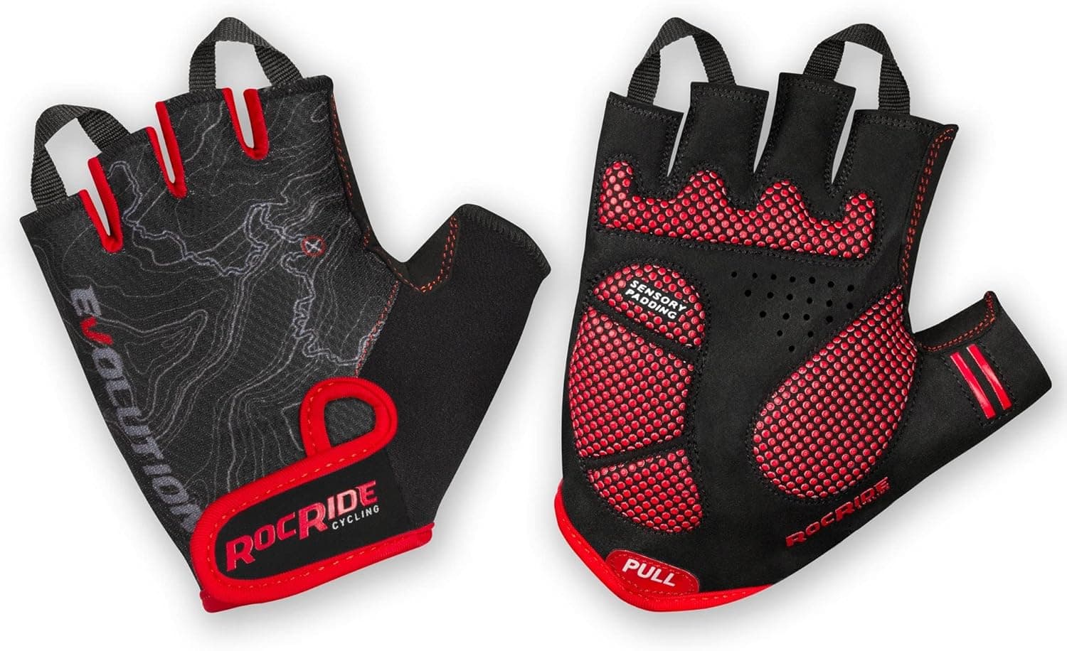RocRide Half Finger Cycling Gloves with Enhanced Padded Protection for Road and Mountain Biking with Unisex Sizing for Men Women and Children