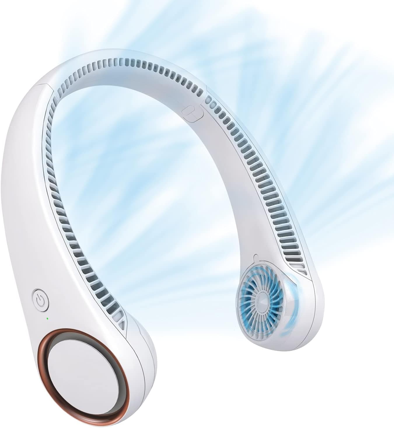 CIVPOWER Portable Neck Fan, Hands Free Bladeless Fan, Cooling Personal Fan,3 Speeds Adjustment,78 Air Outlet, Headphone Design, Rechargeable, USB Powered Neck Fan for Outdoor Indoor-White