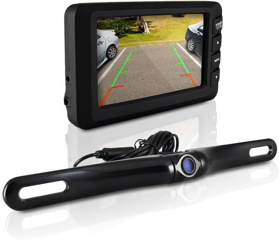 Wireless Rearview Backup Car Camera – Car Monitor System, Parking Reverse Safety Distance Scale Lines, Waterproof Night Vision Cam, 4.3 Screen Video Color Display for Vehicles by Pyle