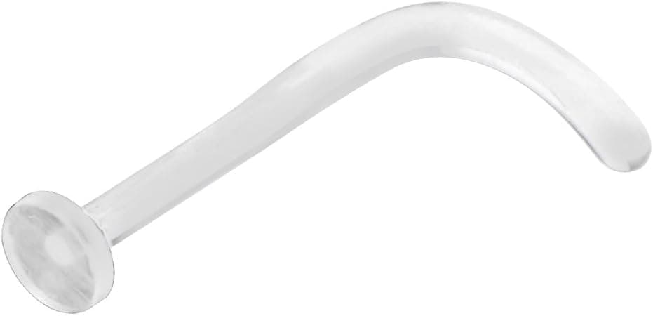 Nose Ring Pyrex Glass Nose Screw Flat Top Retainer Hypoallergenic (18 Gauge)