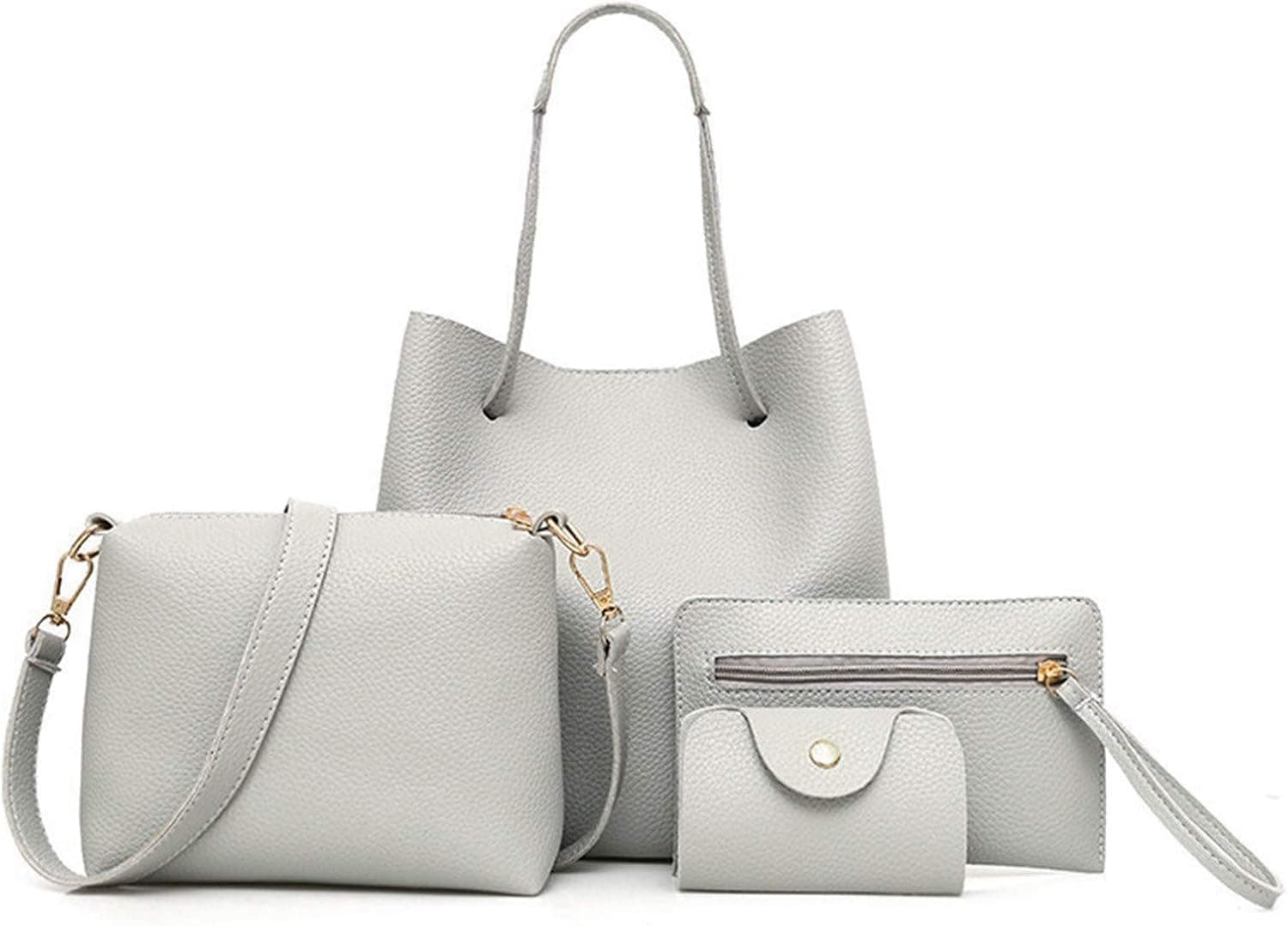 ULemeili 4Pcs Handbags Wallet Tote Bag Shoulder Bag, Women Fashion Top Handle Satchel Purse Set Crossbody Bag