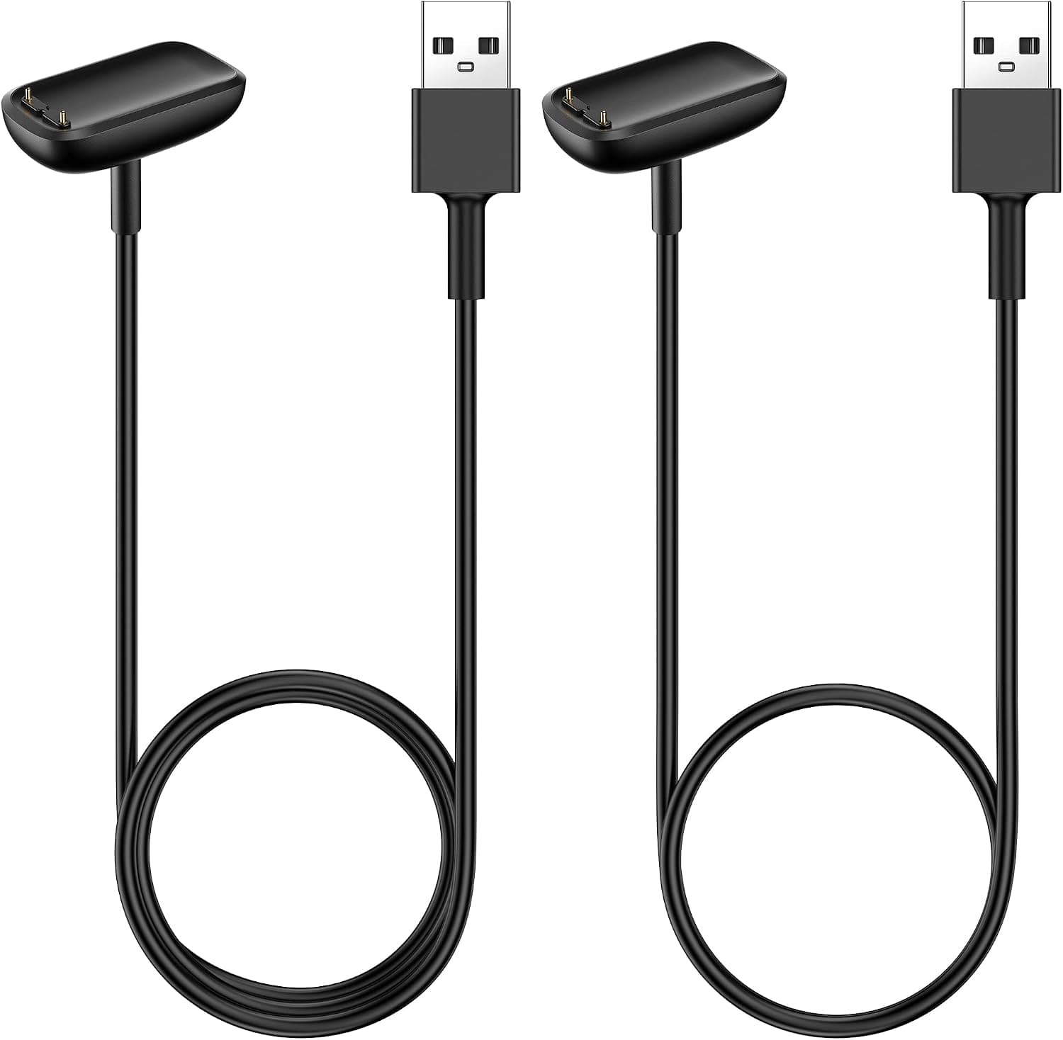 Mixblu 2-Pack Fast Charging Long Replacement USB Charger Cable Cord Accessories Compatible with Fitbit Charge 5/Luxe Smartwatch, 3.3 Ft/1.6 Ft