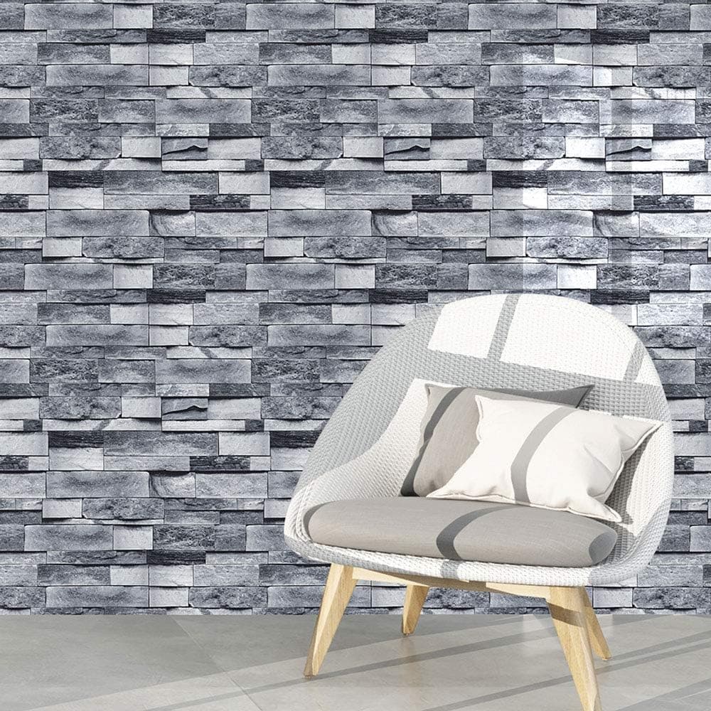 Vinyl Wallpaper White Brick Green Wine Self-Adhesive Wallpaper Removable Wallpaper for Wall Stone Panels Peel & Stick Wallpaper Paper for Wall Decor Film Roll (C026-6M)