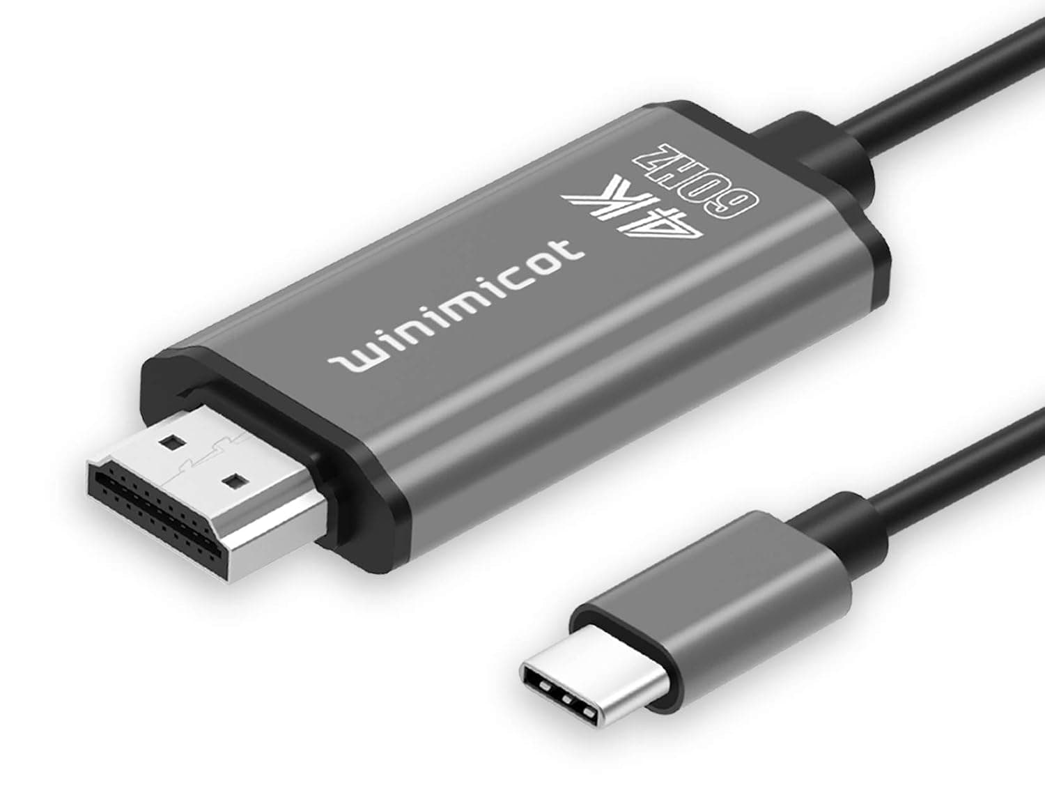 USB C to HDMI Cable for Home Office | 6ft 4K 60Hz, Winimicot USB Type C to HDMI Cable Adapter for MacBook Pro 2020/2019, MacBook Air/iPad Pro2020, Surface Book 2, Galaxy S20, and More-Gray