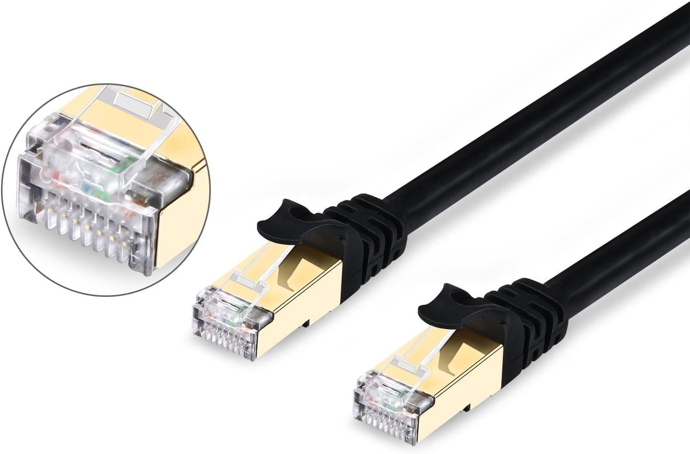 Allsmartlife Cat7 Ethernet Cable, Ethernet LAN Network Cable 15Ft RJ45 High Speed Patch Cord Gold Plated for Switch/Router/Modem 1-Pack
