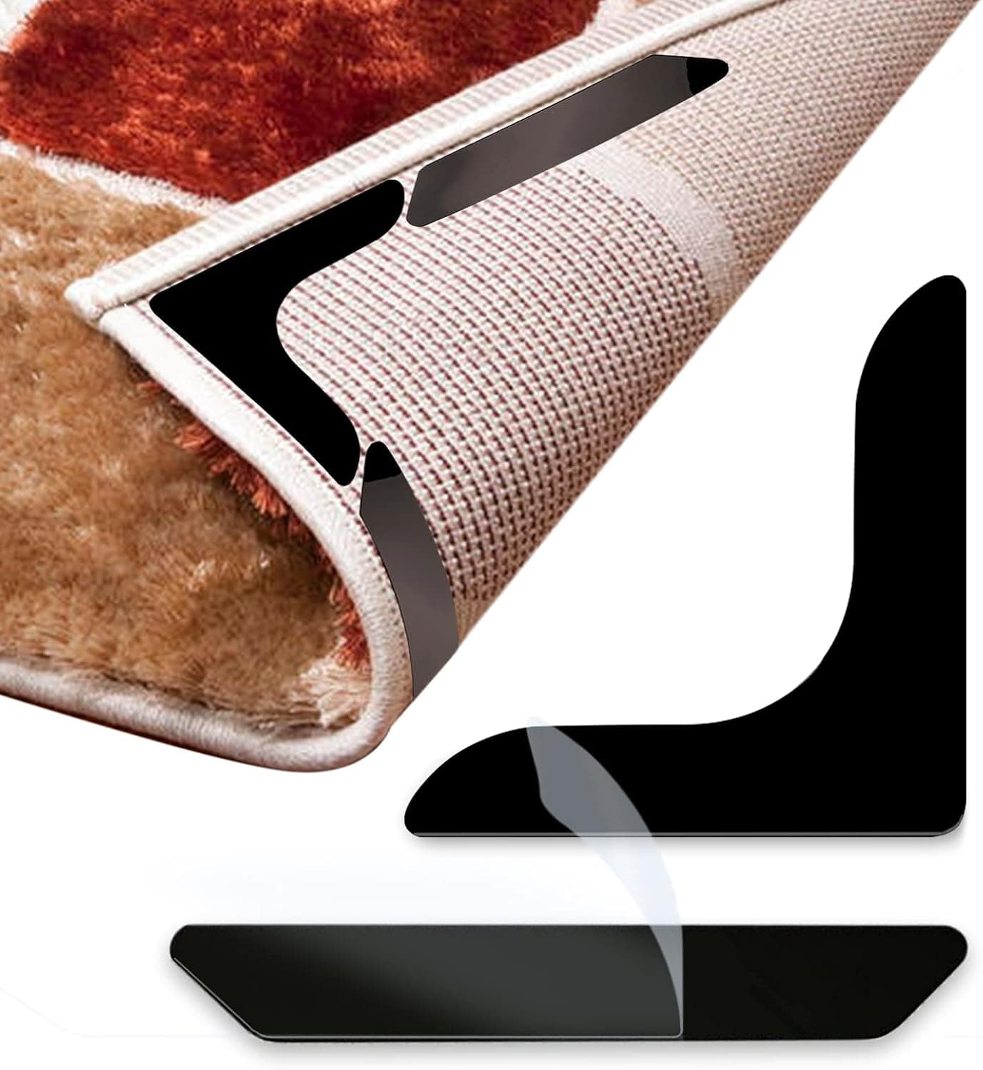 Rug Gripper Tape, 16PCS Rugs Tape Double Sided Carpet Tape, Rug Corner Grips, Rug Gripper for Area Rugs on Hardwood Wood Floors, Floor Mats