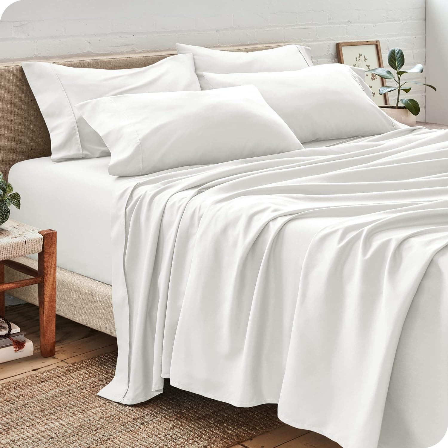 Bare Home Queen Sheet Set - 6 Piece Set - Hotel Luxury Bed Sheets - Ultra Soft - Deep Pockets - Easy Fit - Cooling & Breathable Sheets - Wrinkle Resistant - Cozy - Cream - Queen Sheets - 6 PC