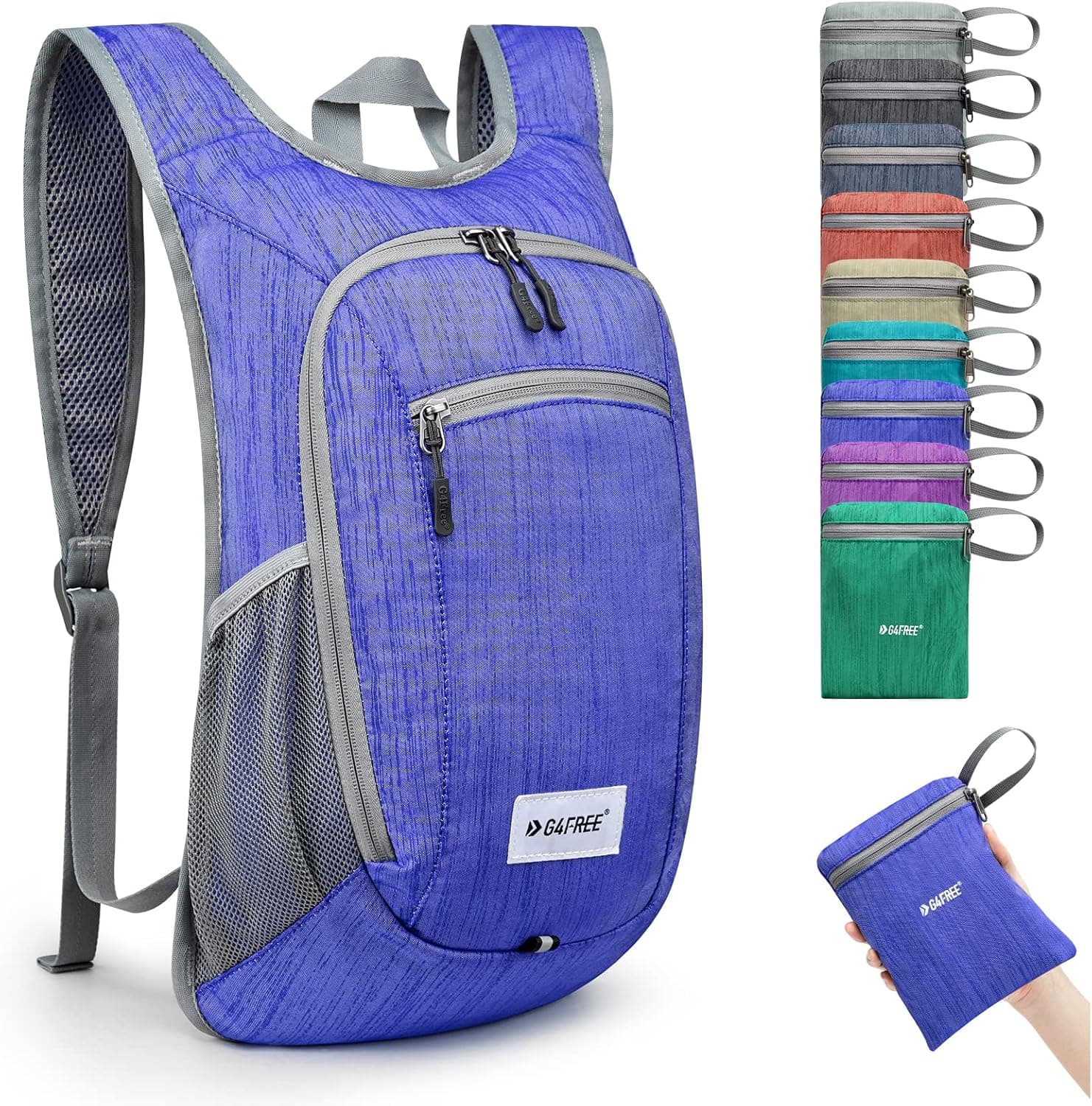 G4Free 10L/15L Hiking Backpack Lightweight Packable Hiking Daypack Small Travel Outdoor Foldable Shoulder Bag(Blue)