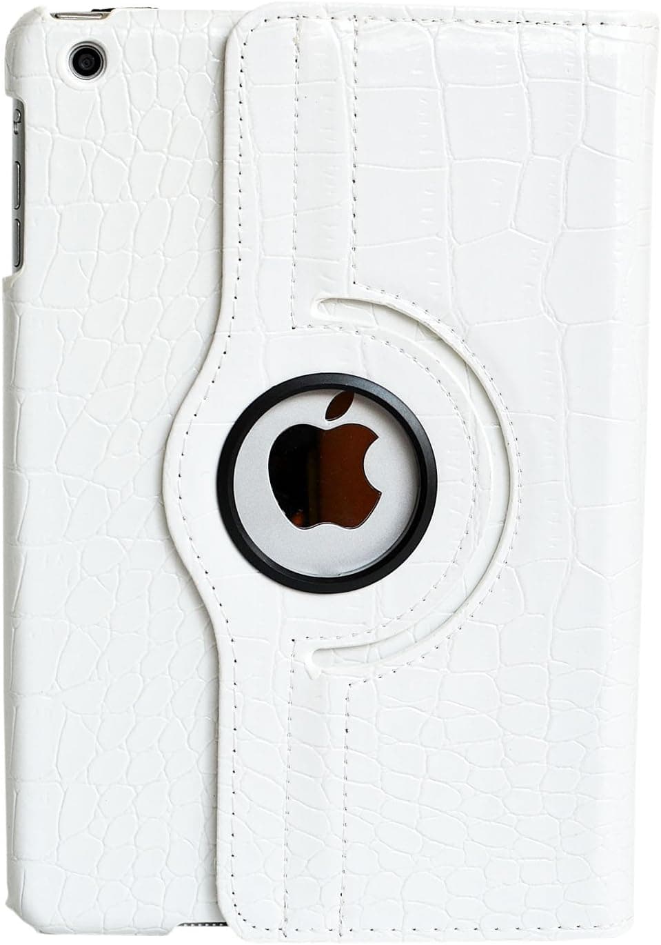 inShang® 360 degree rotating case for Apple iPad mini 7.9" 1st and 2nd Generation, Multi-Function PU Leather Stand Case / Cover, With Auto Sleep Wake Function (For iPad Mini 1st/2nd, crocodile white with stylus))