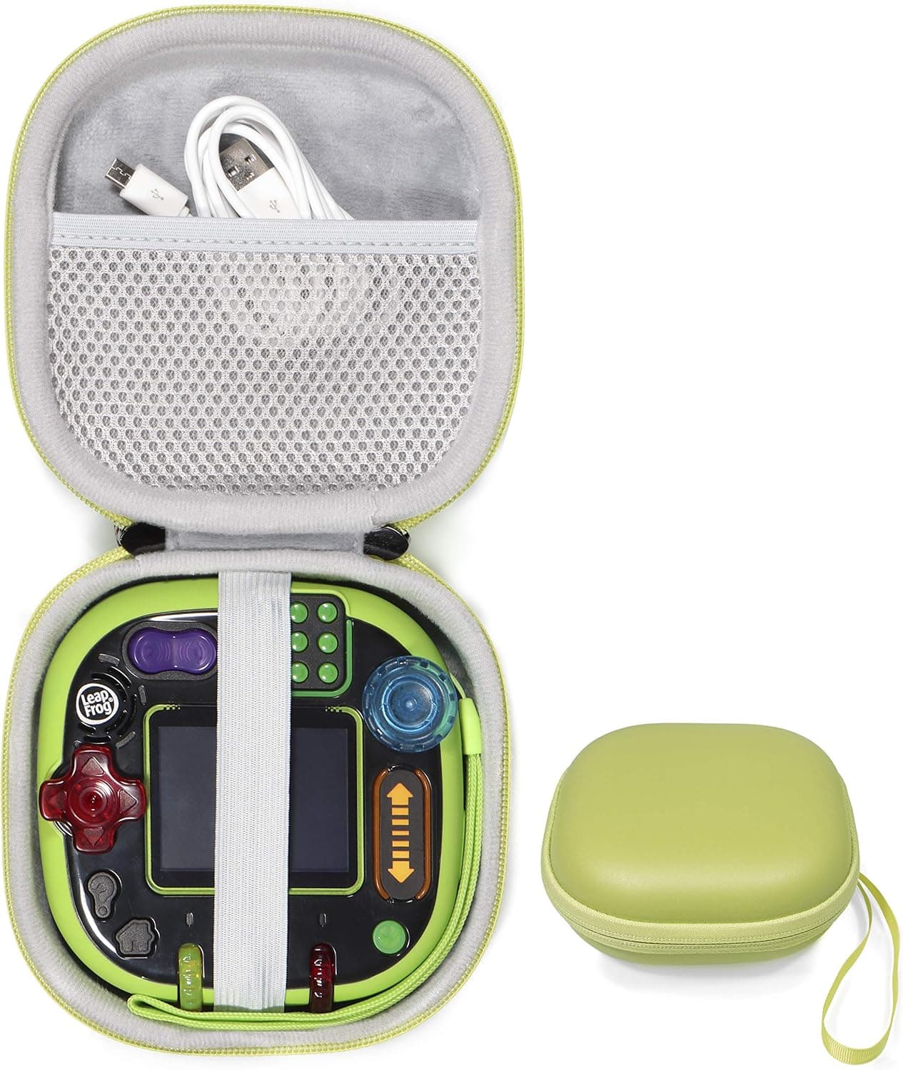 GETGEAR Tailor Made Protective case for Leapfrog Rockit Twist Handheld Learning Game System, mesh Pocket for Cord and Other Accessories, Finger Strap (Green)