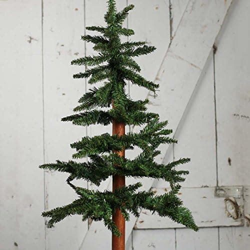 Alpine Skinny Christmas Tree with Metal Base | 3 Feet Tall