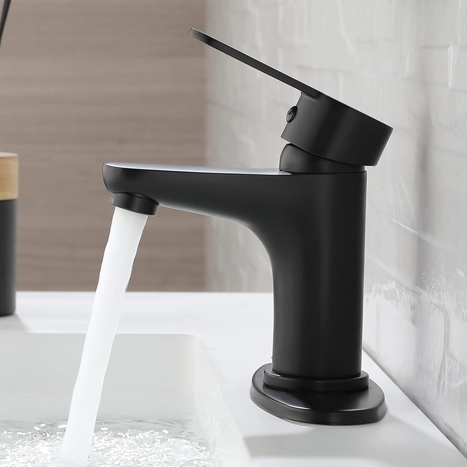 Black Bathroom Faucet Easy DIY with Optional Deck Plate 4 Inch Centerset Bathroom Sink Faucet Presents A Cleaner Look to Bathroom, RV, Farmhouse