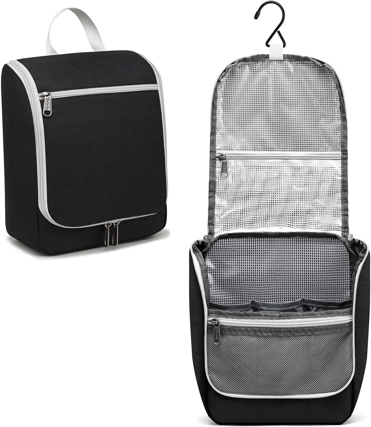 Della Gao Toiletry Bag Travel Bag for Women Men with Hanging Hook, Water-resistant Makeup Bag Cosmetic Bag Travel Organizer for Accessories, Shampoo, Full Sized Container, Toiletries, Black