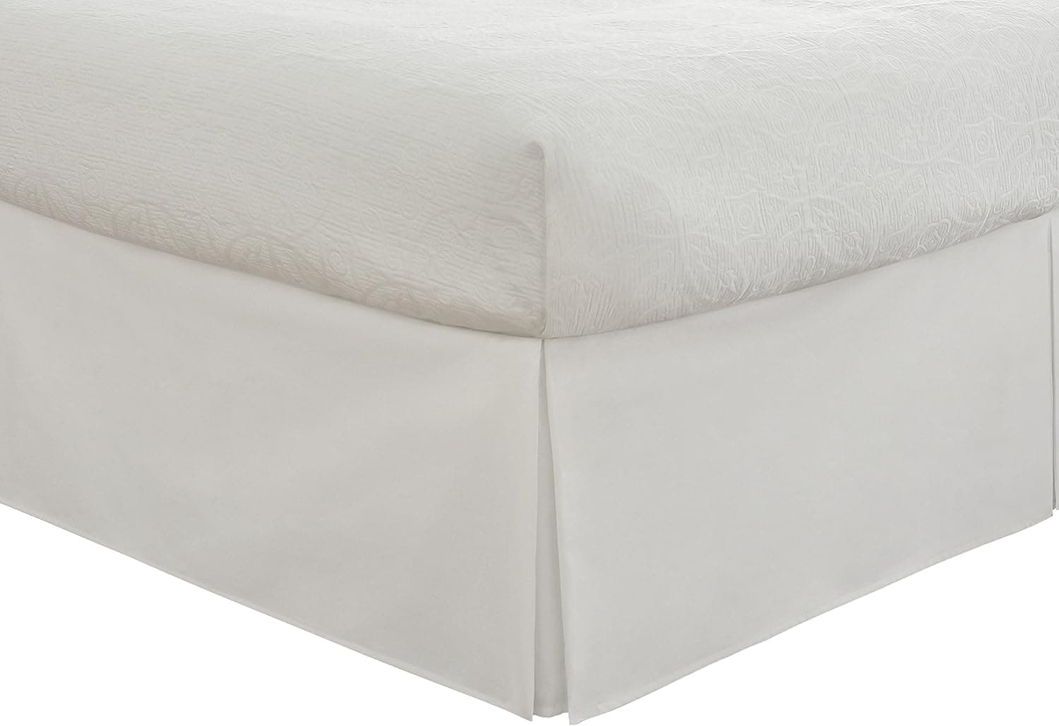 Fresh Ideas Bedding Tailored Bedskirt, Classic 14” Drop Length, Pleated Styling, Twin, White