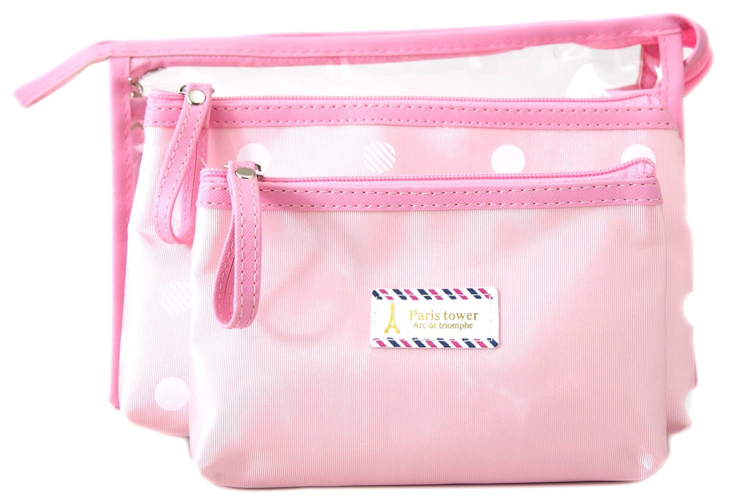 Zhoma 3 Piece Waterproof Cosmetic Bag Set - Makeup Bags And Travel Case - Pink