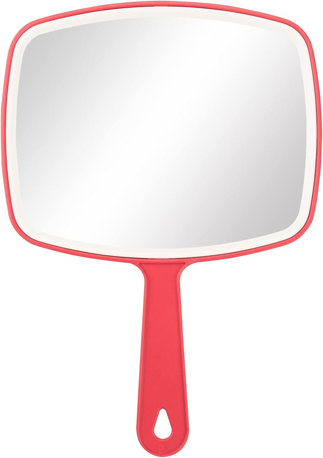 Nutair Hand Mirror, Handheld Vanity Mirror with Hanging Hole in Handle Red 7.4" W x 10.4" L